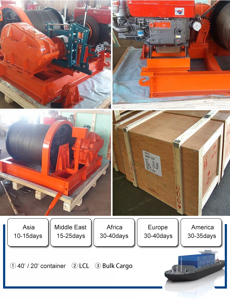 1000 m horizontal pulling Diesel engine motorize drive winch
